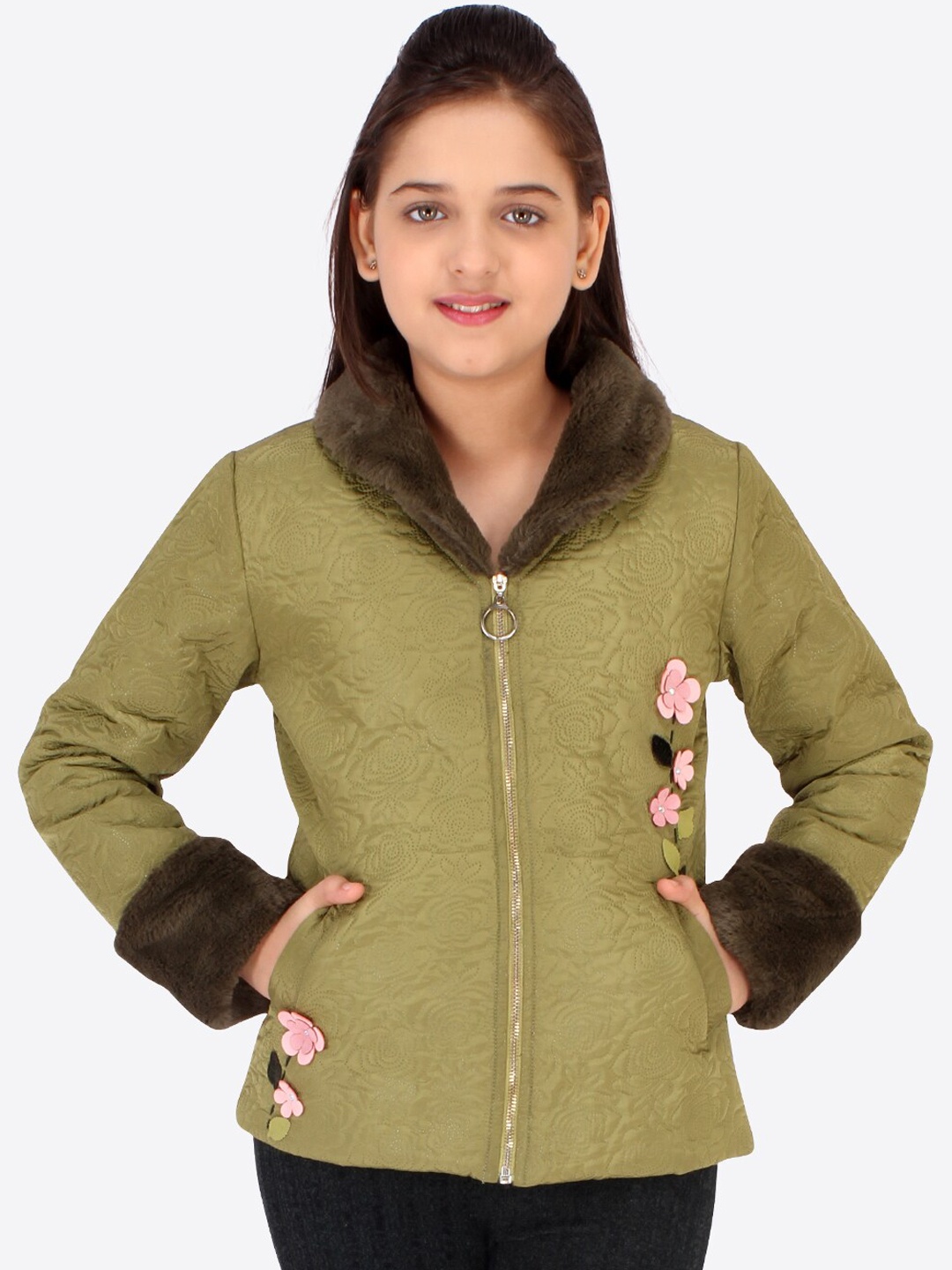 

CUTECUMBER Girls Green Bomber Jacket