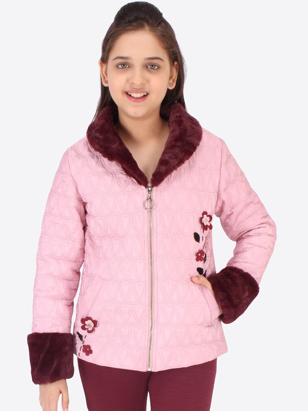 

CUTECUMBER Girls Pink Bomber Jacket