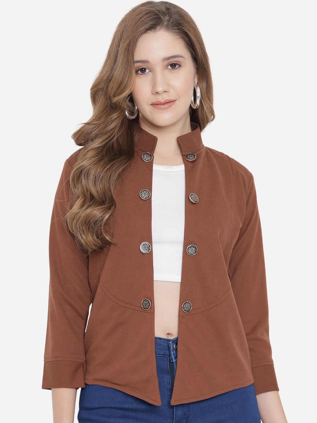 

Purple Feather Women Brown Tailored Jacket