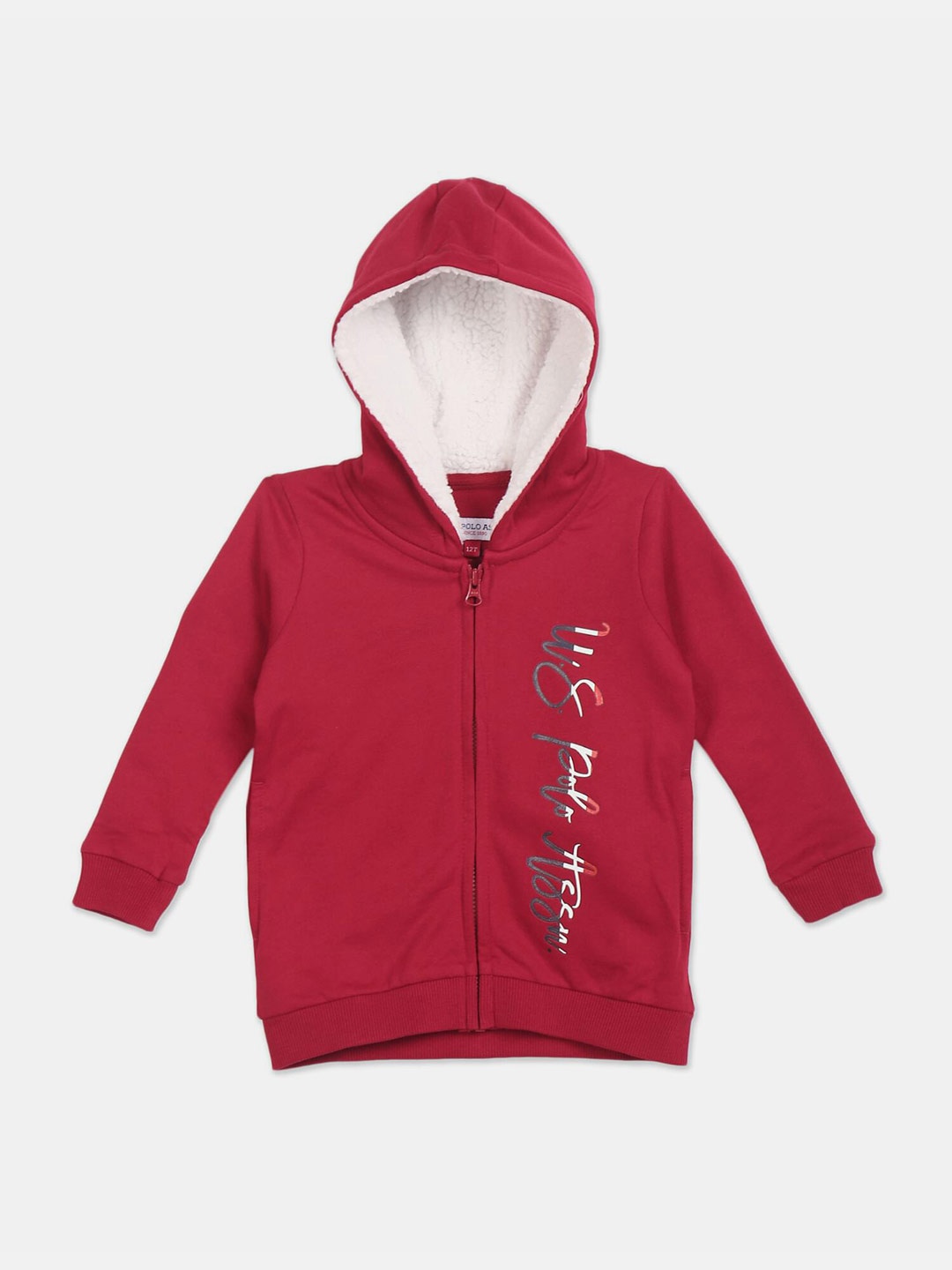 

U S Polo Assn Girls Red Printed Hooded Sweatshirt