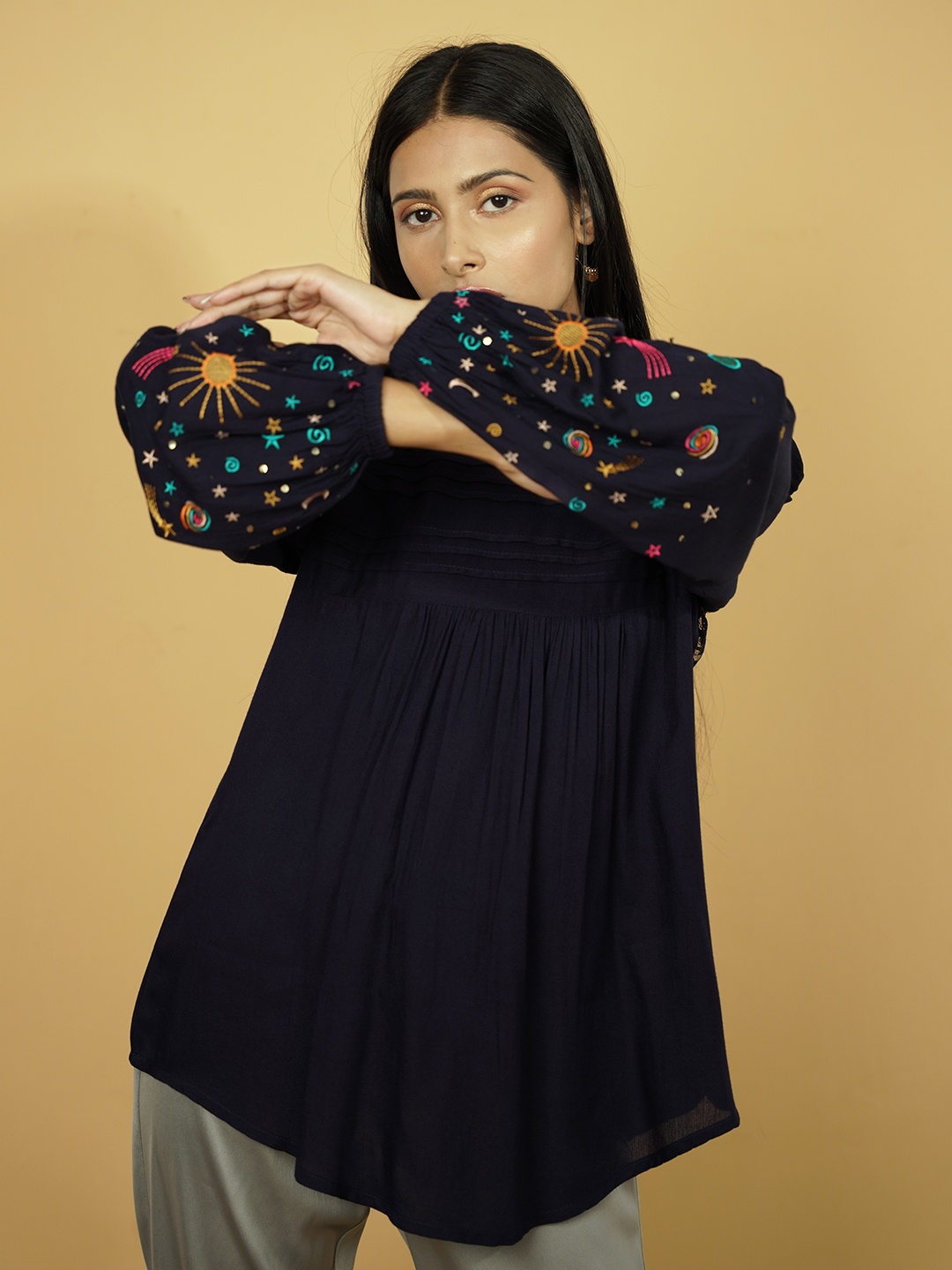 

Taurus Navy Blue Lace Top