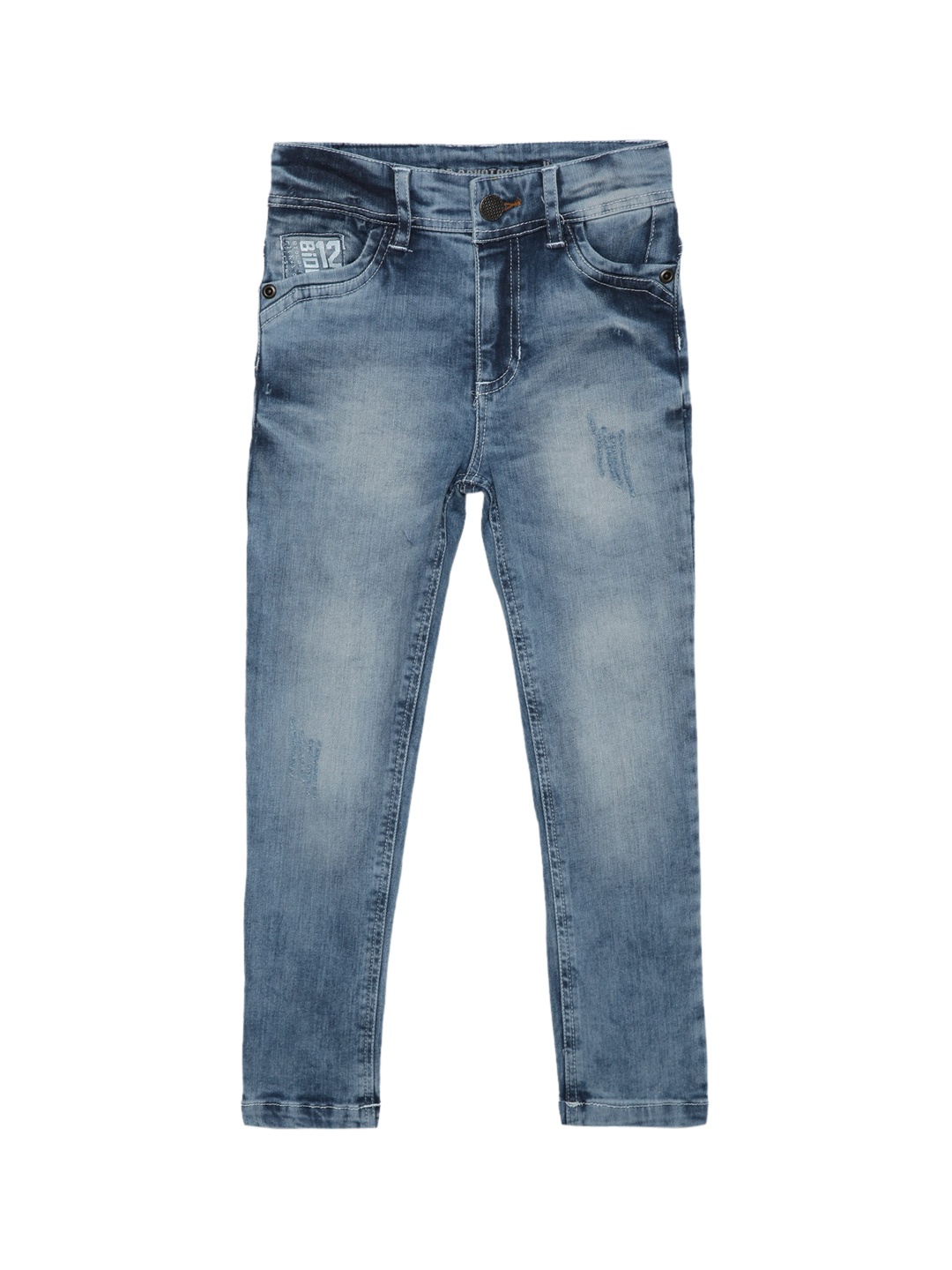 

UNDER FOURTEEN ONLY Boys Blue Slim Fit Mildly Distressed Heavy Fade Jeans