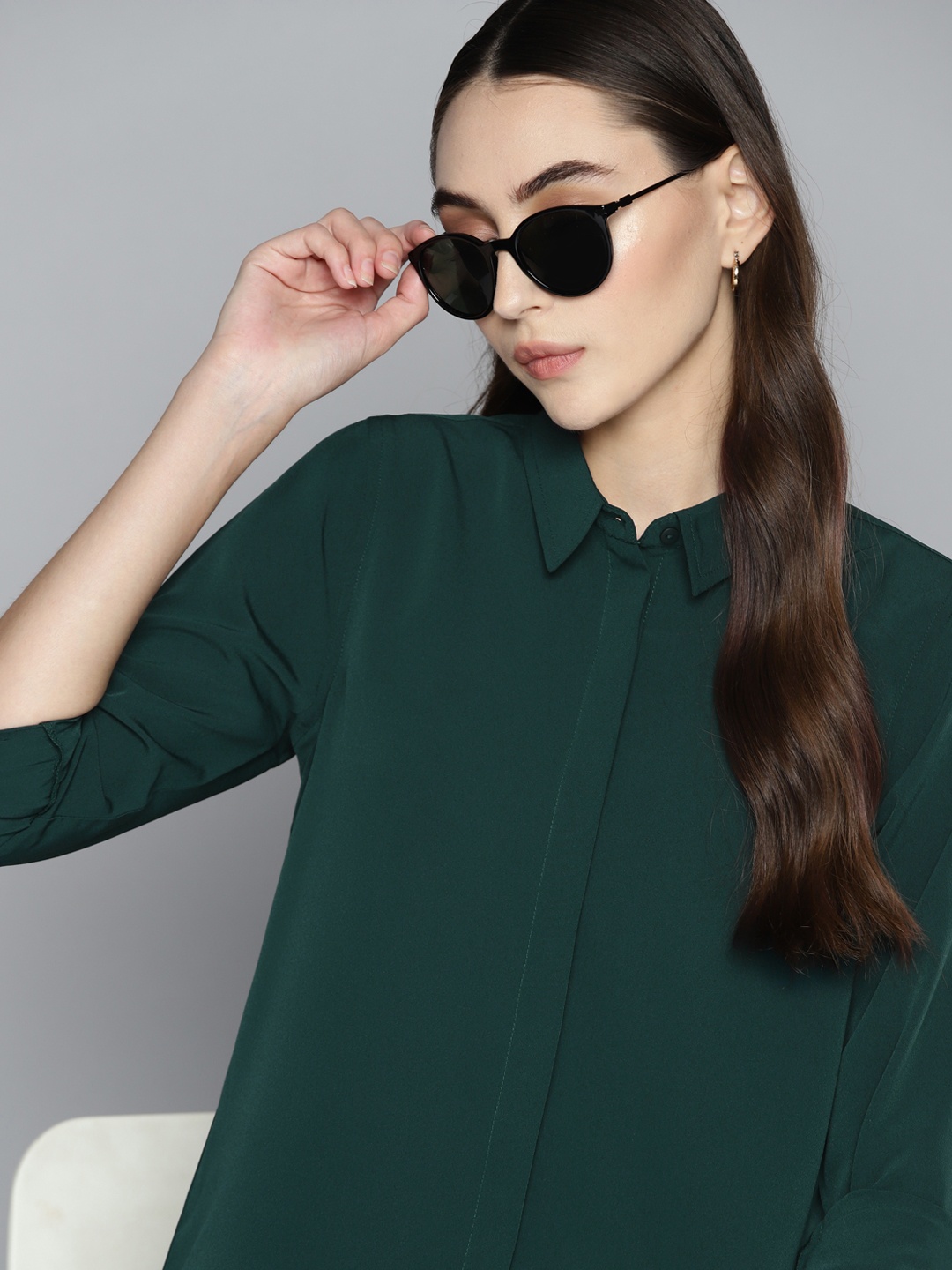 

Harvard Women Green Solid Casual Shirt