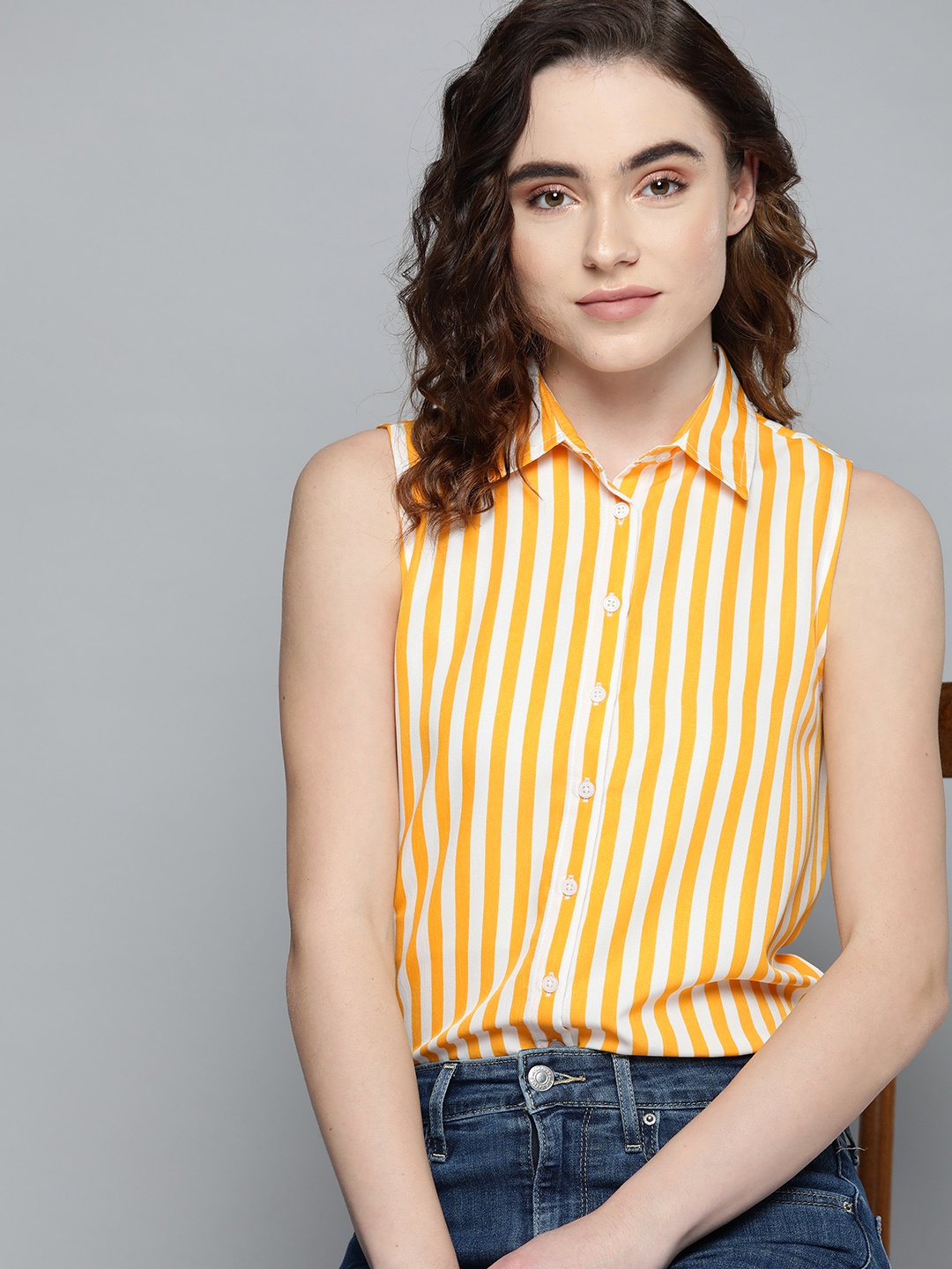 

Harvard Women Striped Casual Shirt, Mustard