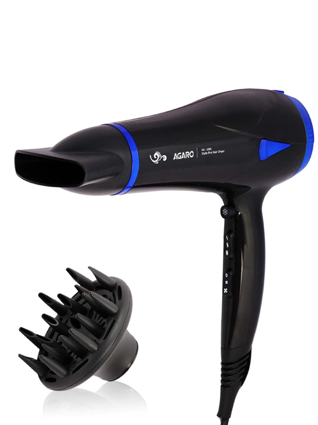 

Agaro 2000-Watt Professional Hair Dryer with Concentrator HD-1005, Black