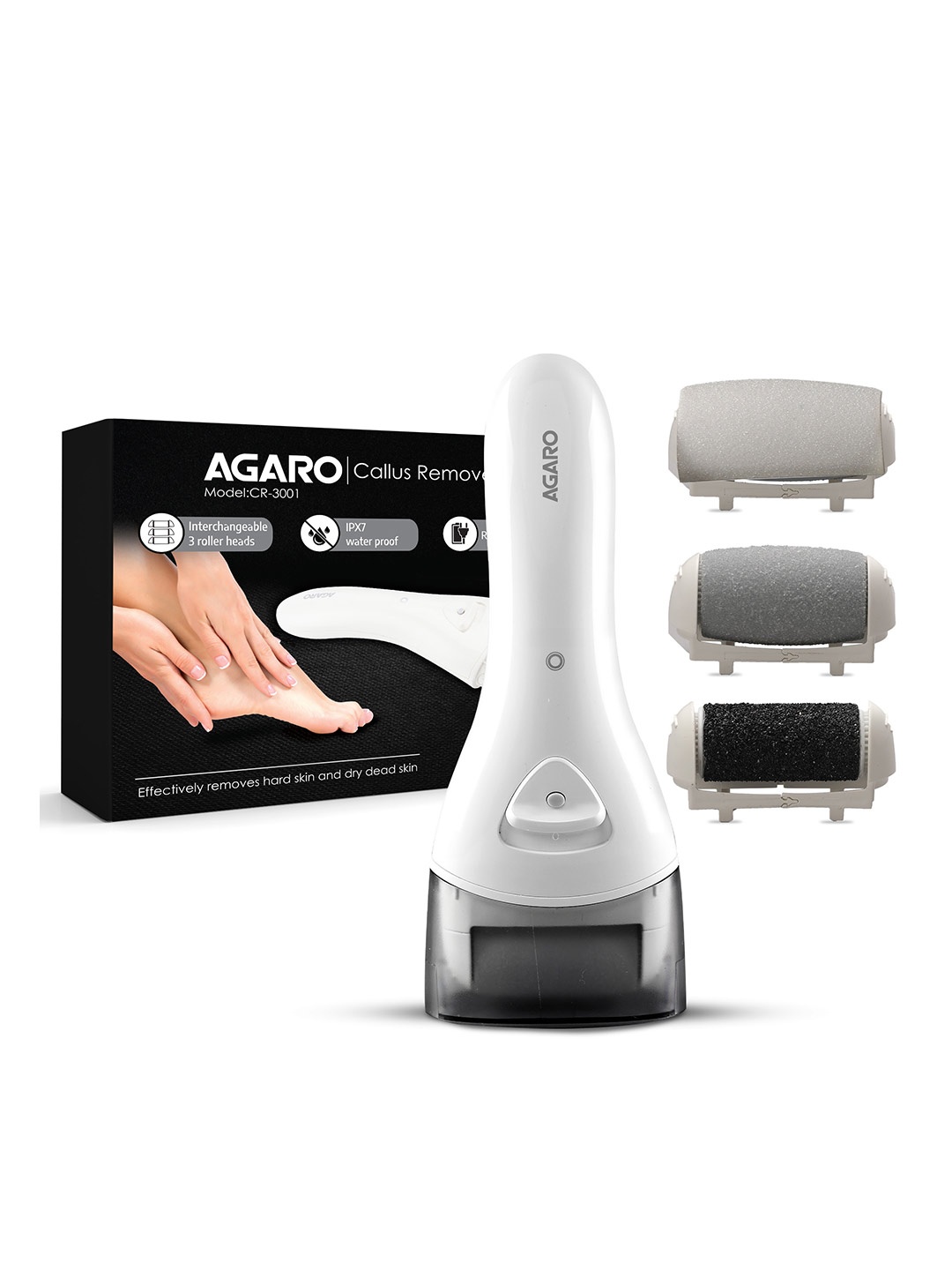 

Agaro CR3001 Callus Remover with 3 Interchangeable Head Rollers, White