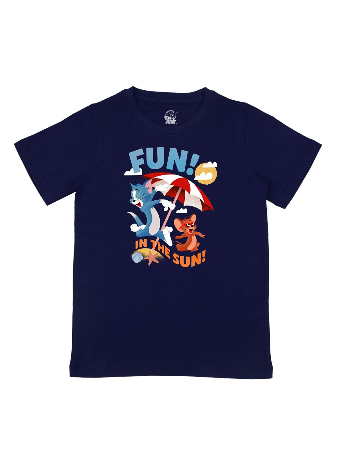 

Tom & Jerry by Wear Your Mind Boys Navy Blue & blue Pockets T-shirt