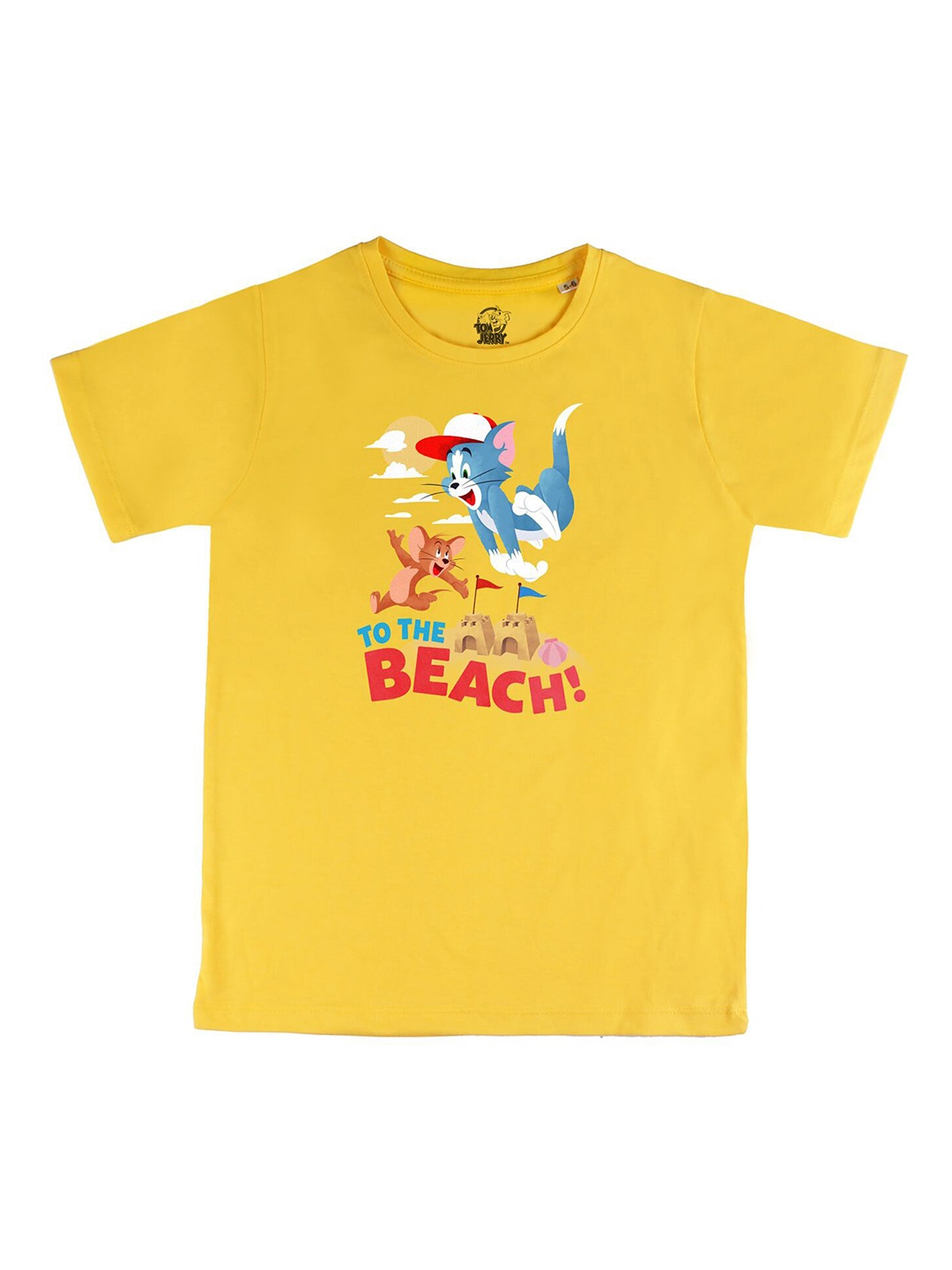 

Tom & Jerry by Wear Your Mind Boys Yellow Printed Pure Cotton T-shirt