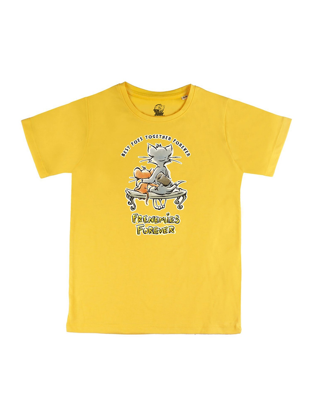 

Tom & Jerry by Wear Your Mind Boys Yellow High Neck Indigo T-shirt