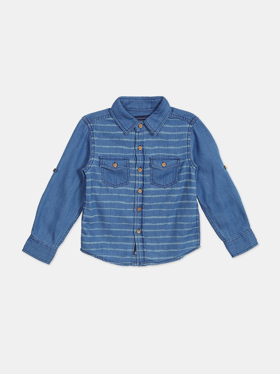 

Cherokee Boys Blue Horizontal Stripes Opaque Striped Casual Shirt