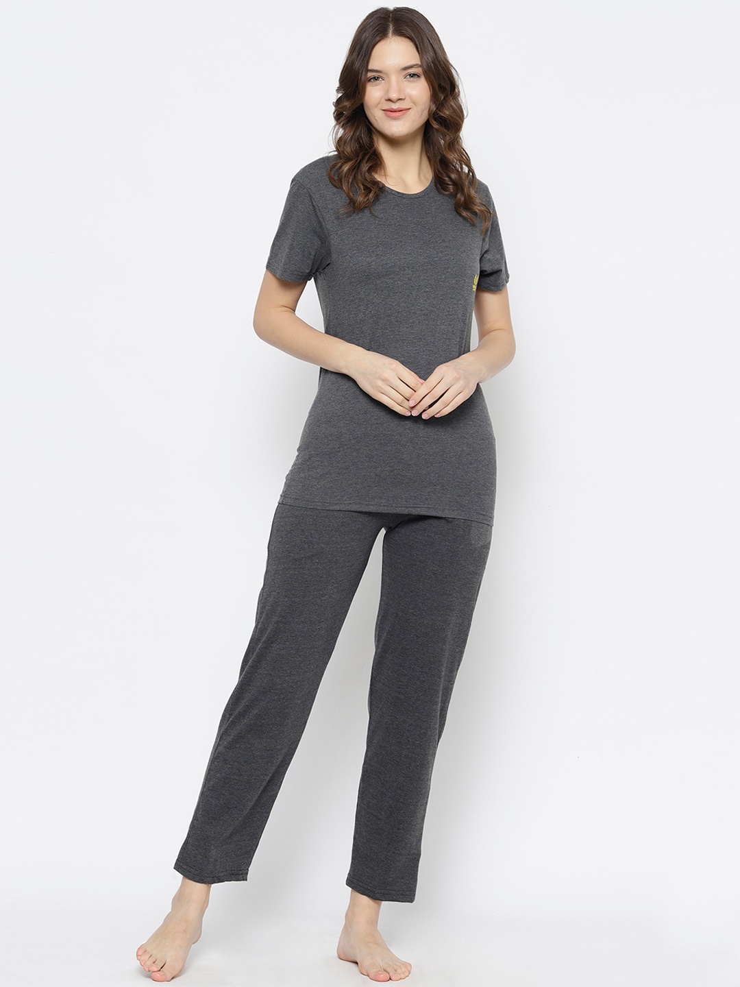

VIMAL JONNEY Women Grey Melange Night suit