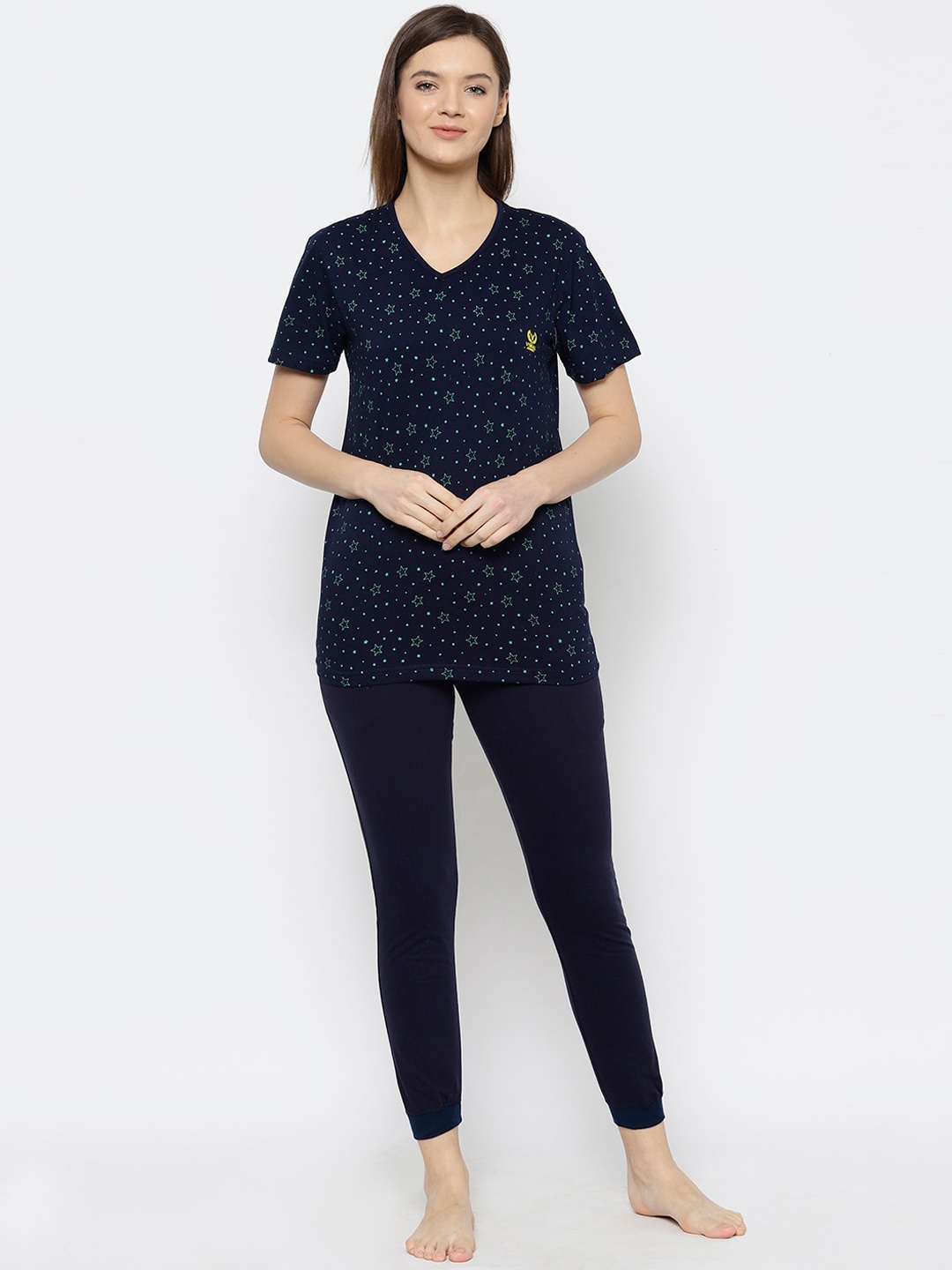 

VIMAL JONNEY Women Navy Blue Printed Night suit