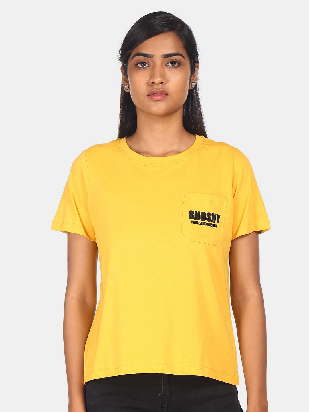 

Flying Machine Women Yellow T-shirt