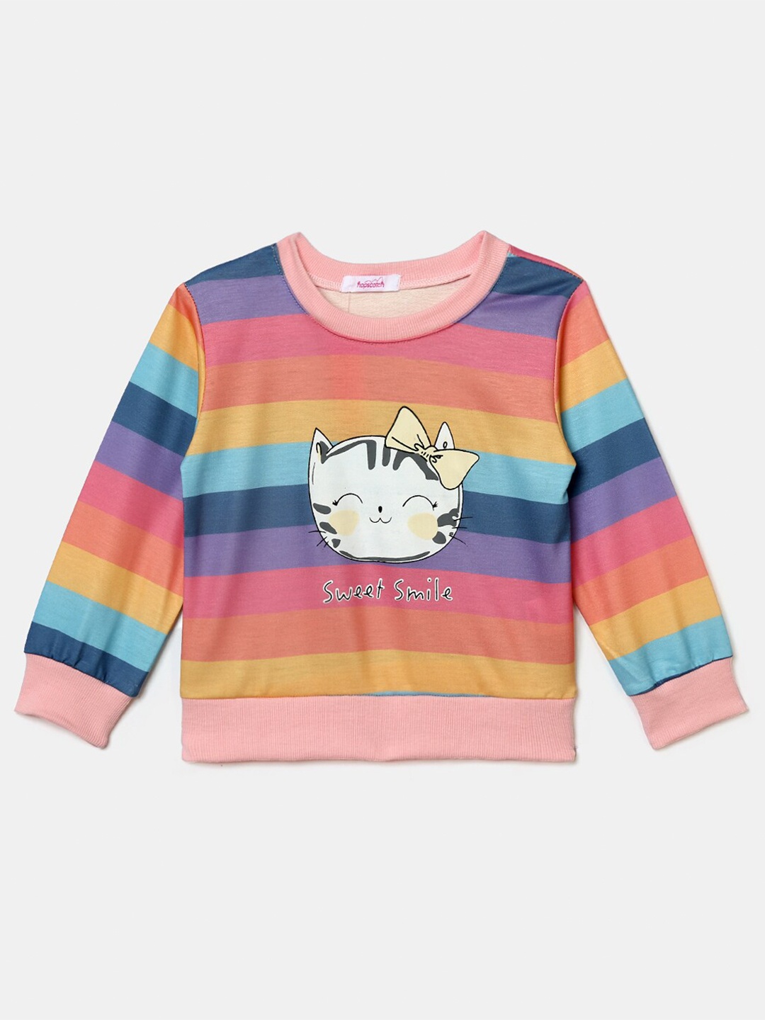 

Hopscotch Girls Multicoloured Striped Sweatshirt, Multi