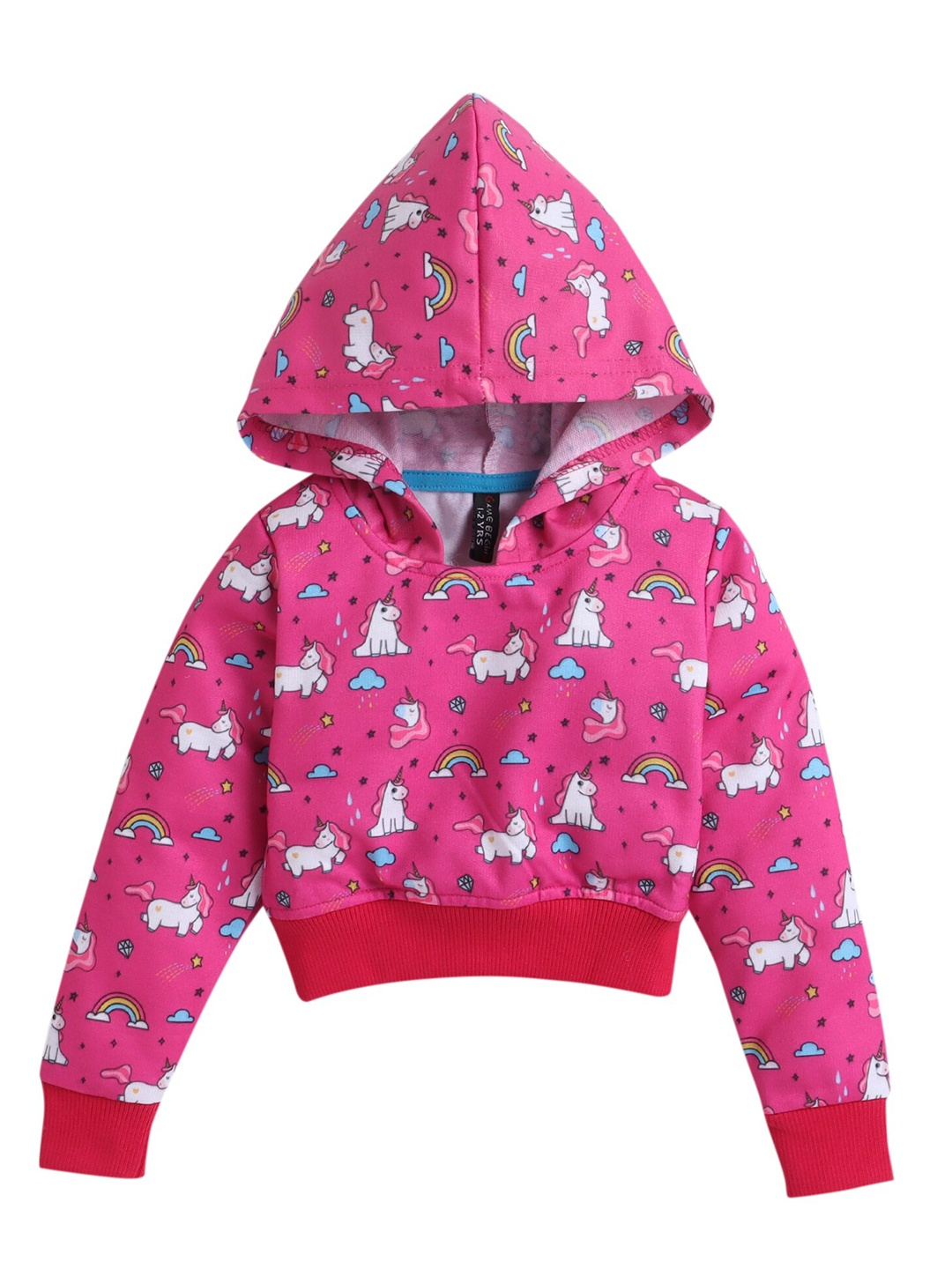 

Hopscotch Girls Pink Printed Hooded Sweatshirt