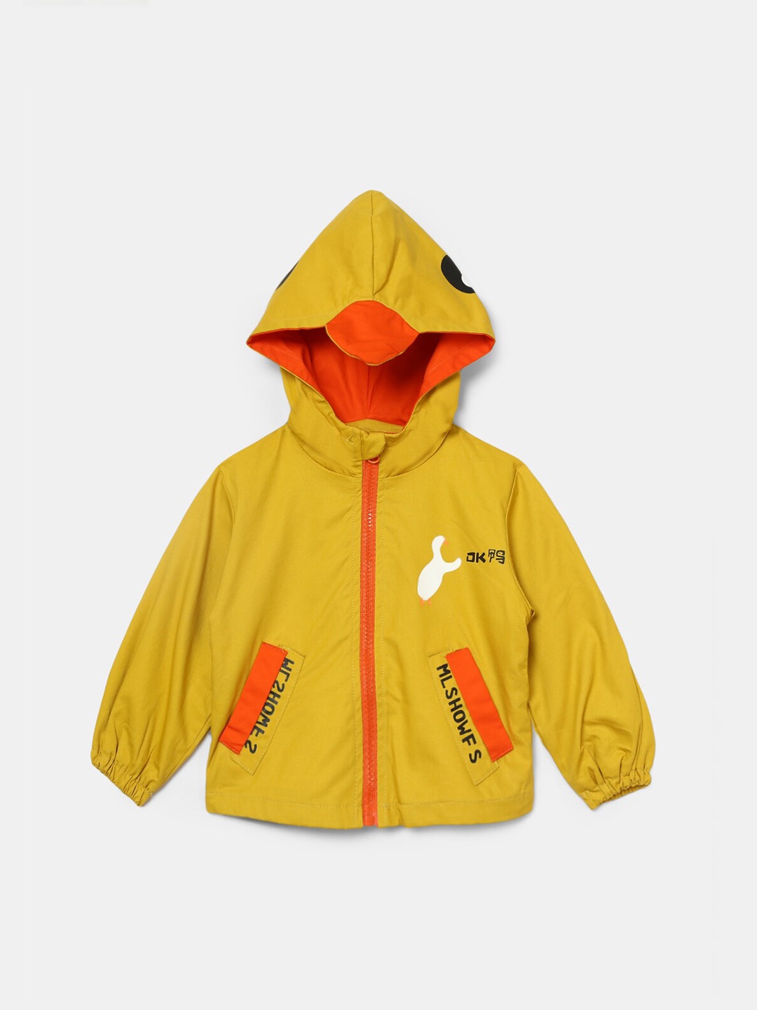 

Hopscotch Boys Mustard Yellow Colourblocked Open Front Jacket with Patchwork