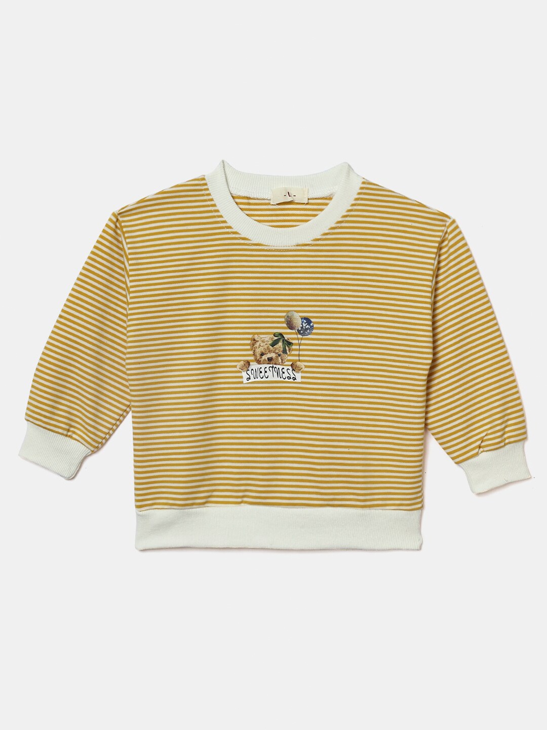

Hopscotch Girls Yellow Striped Sweatshirt
