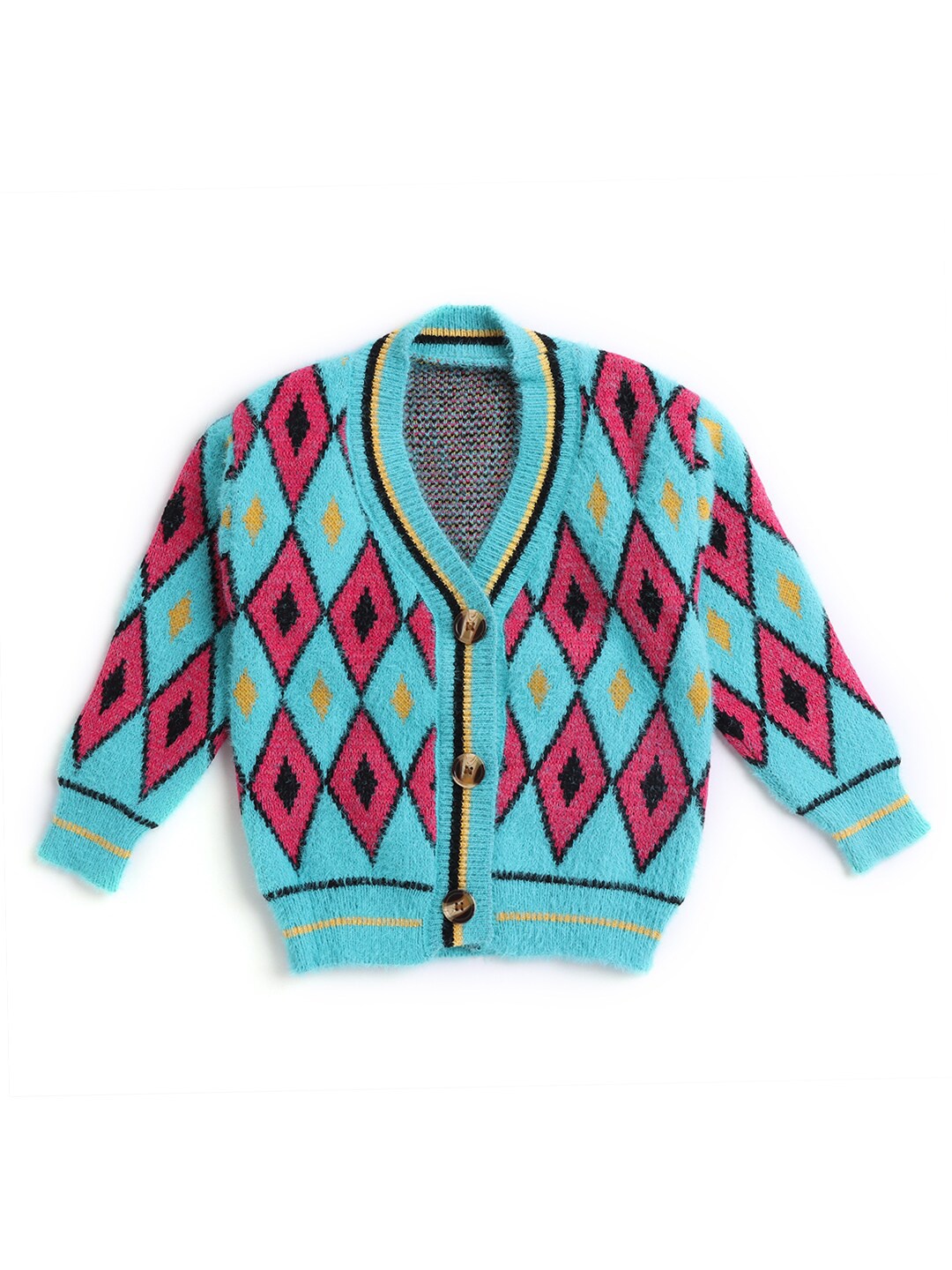 

Hopscotch Girls Blue & Pink Printed Cardigan