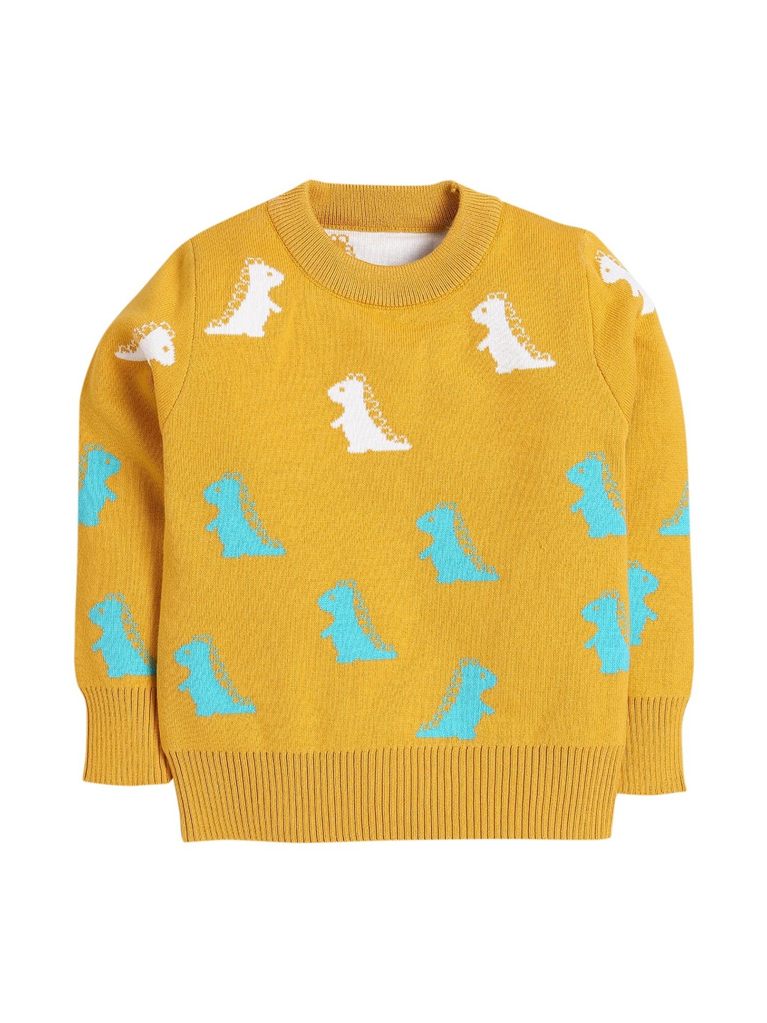 

Hopscotch Boys Yellow & White Animal Printed Pullover