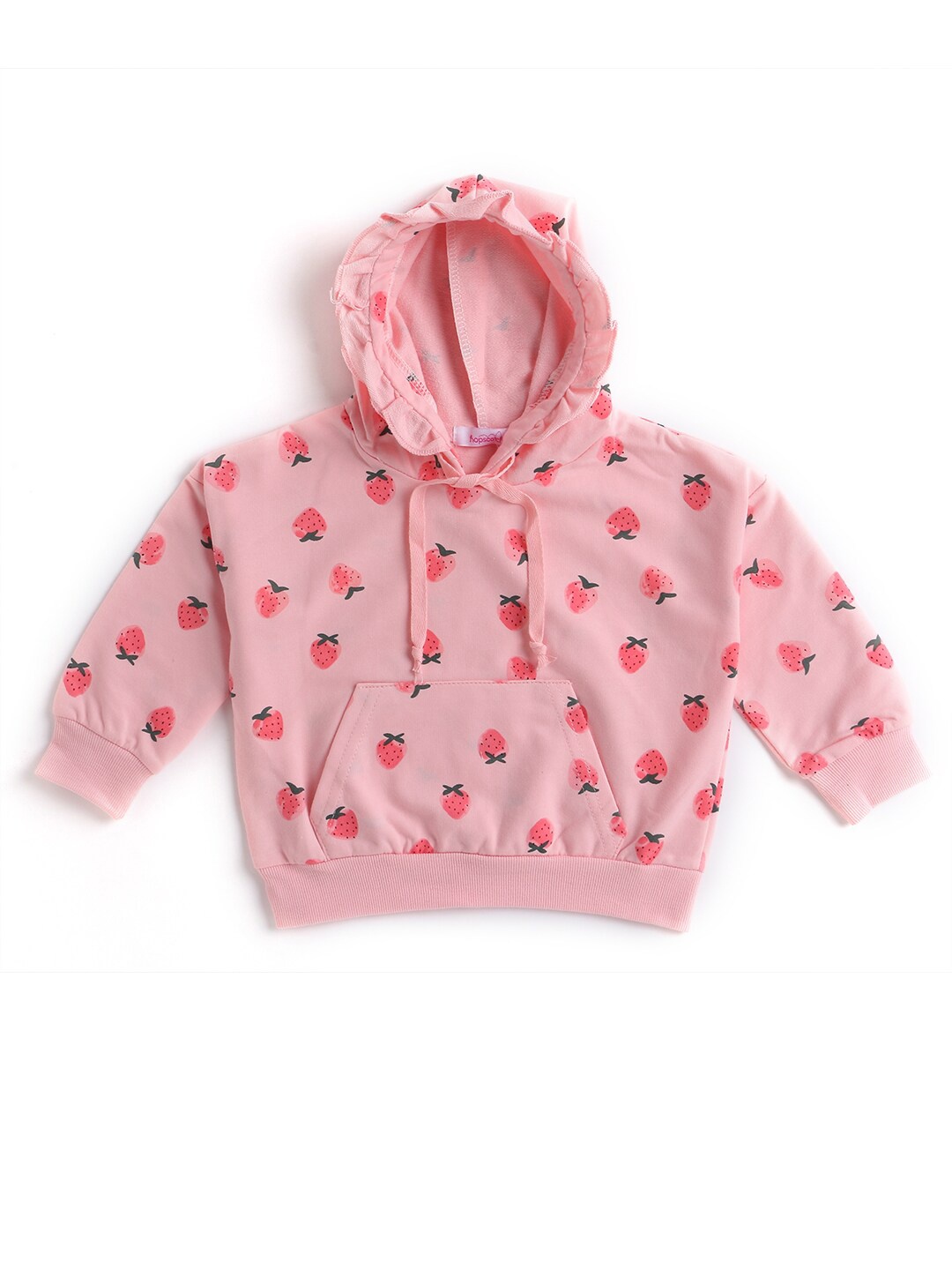 

Hopscotch Girls Pink Hooded Printed Sweatshirt