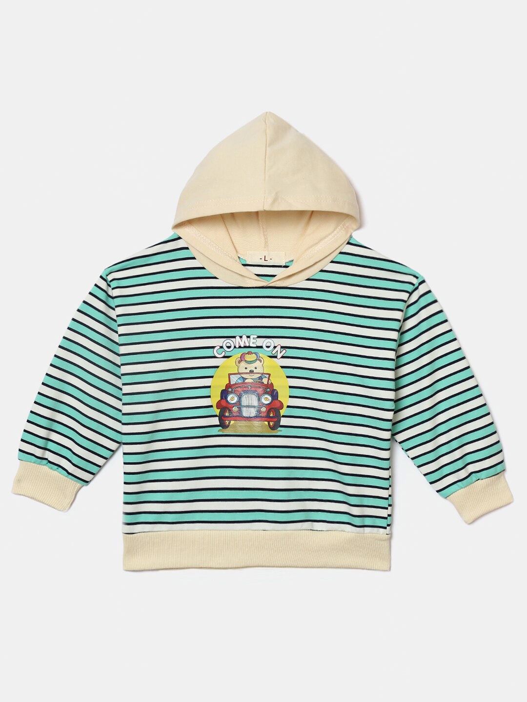 

Hopscotch Boys Blue Striped Hooded Sweatshirt