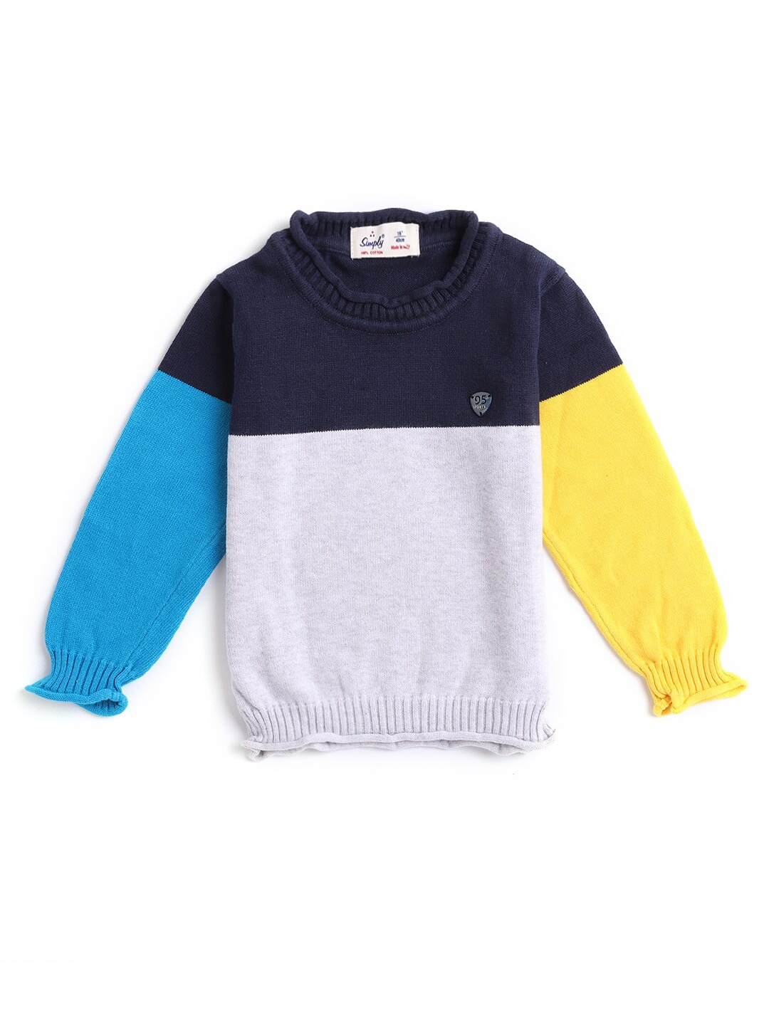 

Hopscotch Boys White & Yellow Colourblocked Pullover