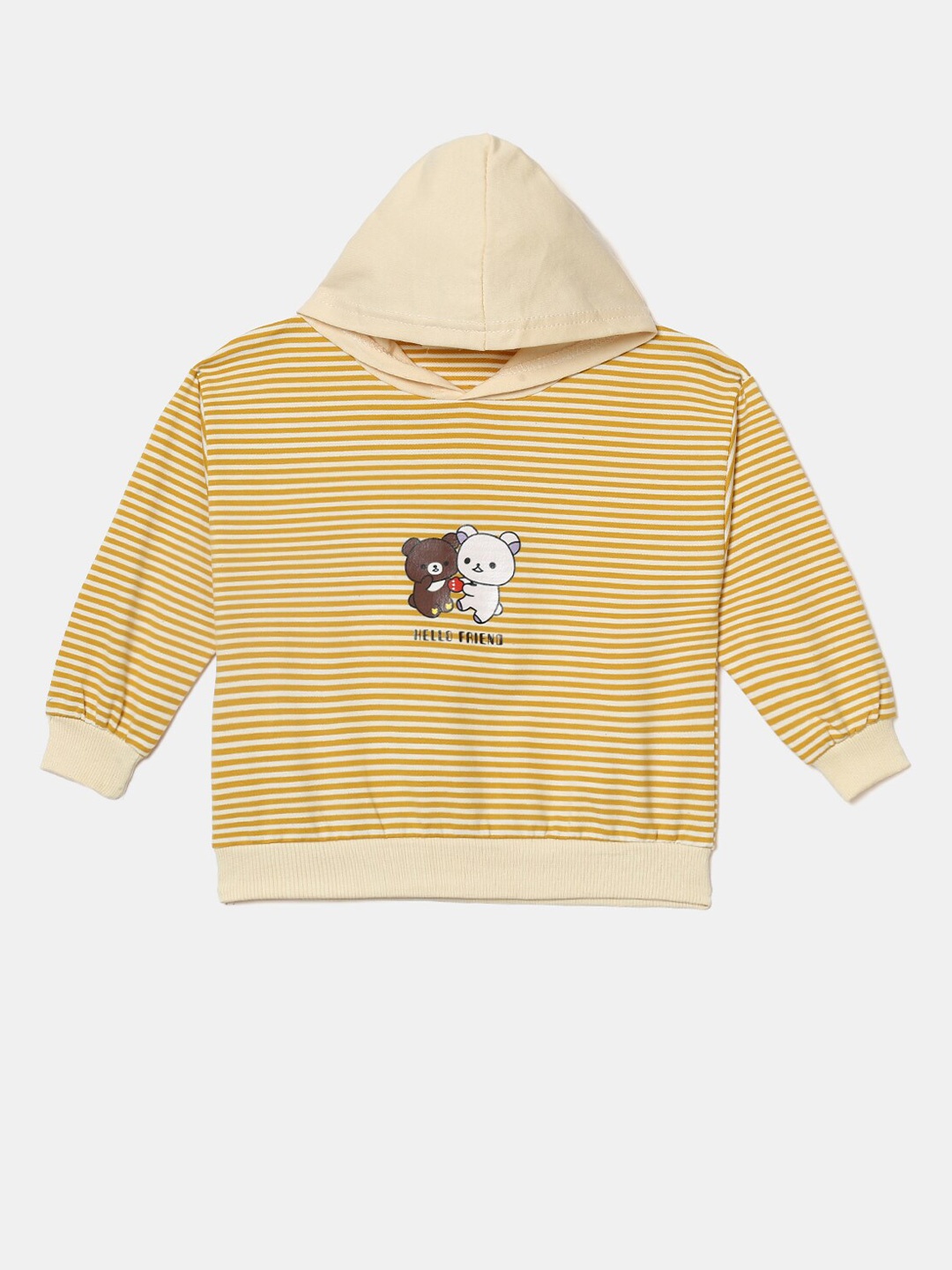 

Hopscotch Boys Yellow Striped Hooded Sweatshirt