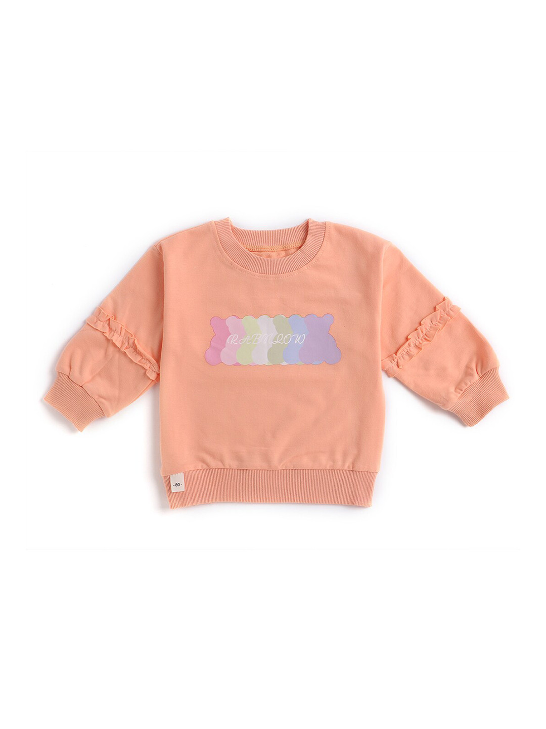 

Hopscotch Girls Orange Printed Sweatshirt