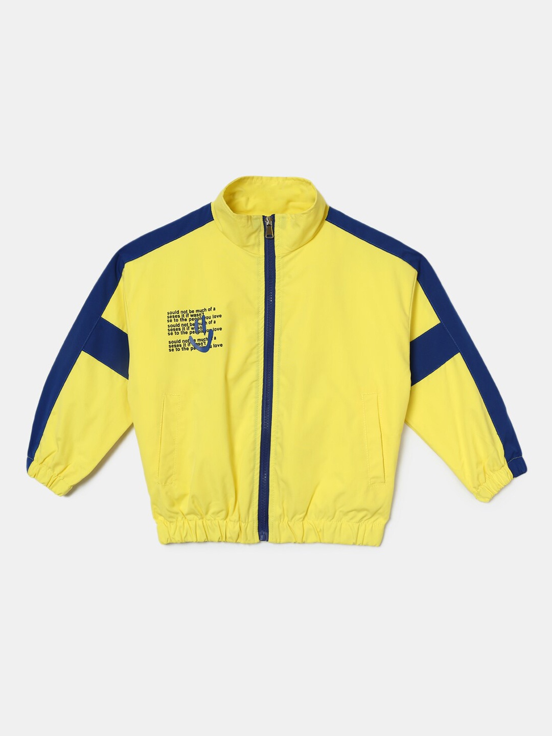 

Hopscotch Boys Yellow & Blue Colourblocked Bomber Jacket