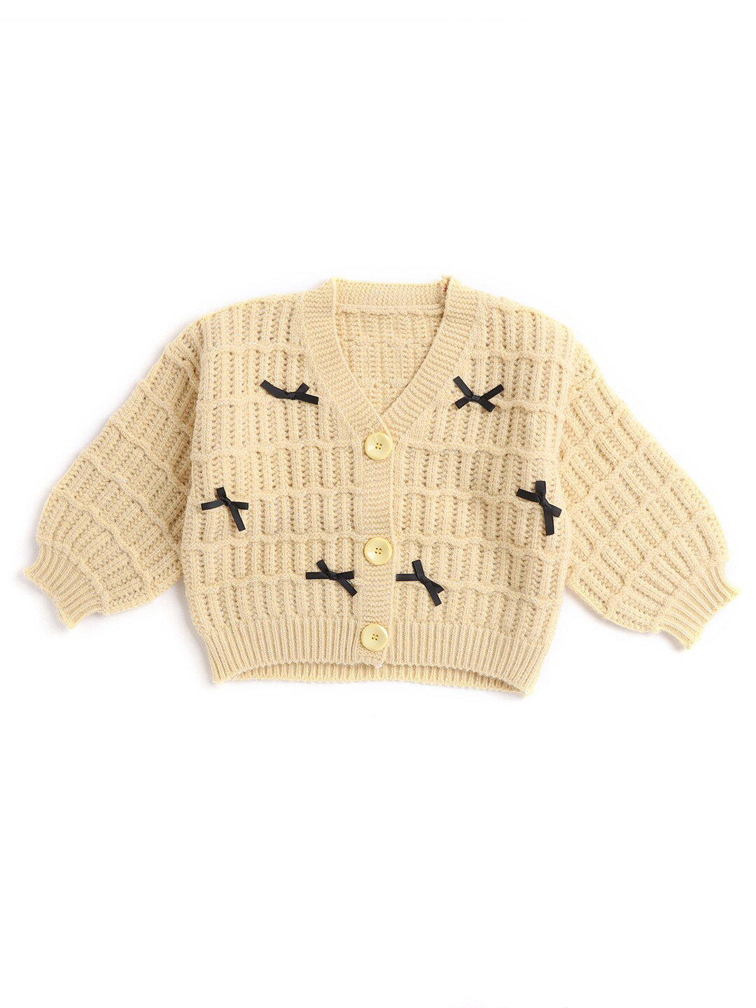

Hopscotch Girls Yellow & Black Cable Knit Acrylic Cardigan