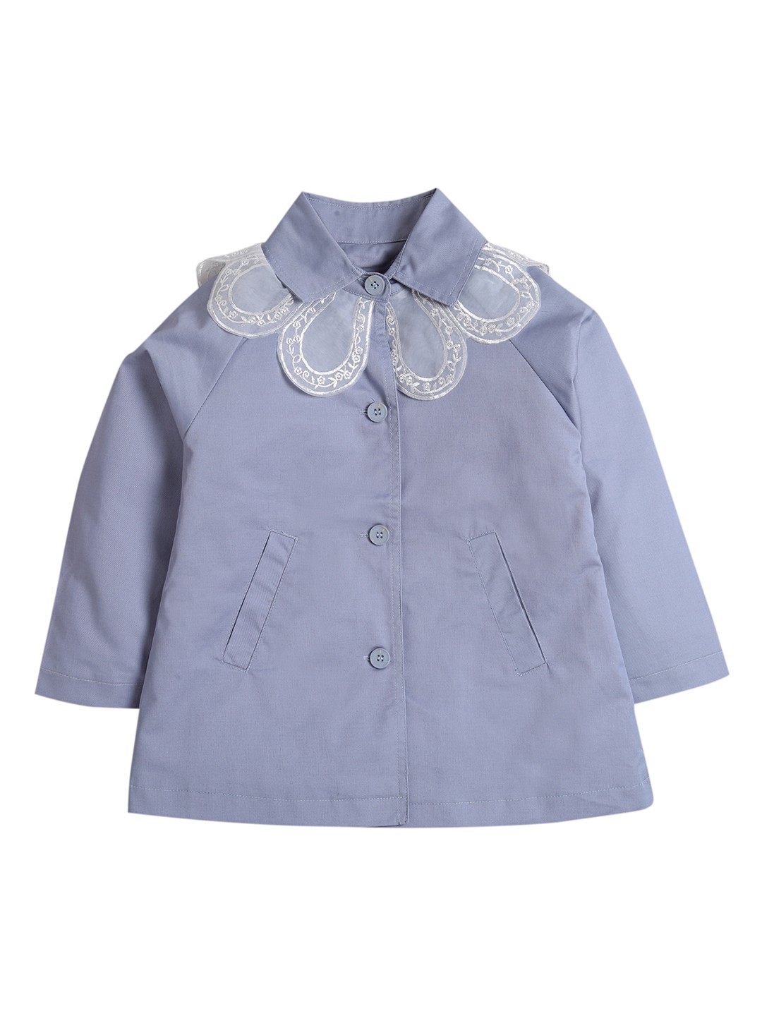 

Hopscotch Girls Blue Longline Tailored Jacket with Embroidered