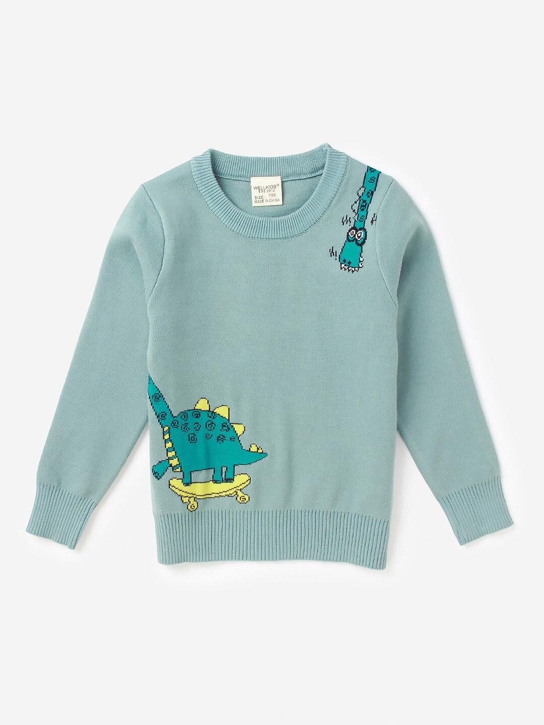 

Hopscotch Boys Green & Yellow Humour and Comic Printed Pullover