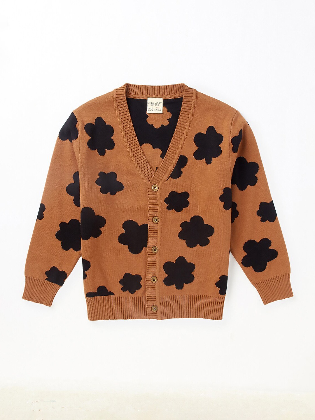 

Hopscotch Boys Brown & Black Floral Printed Cardigan