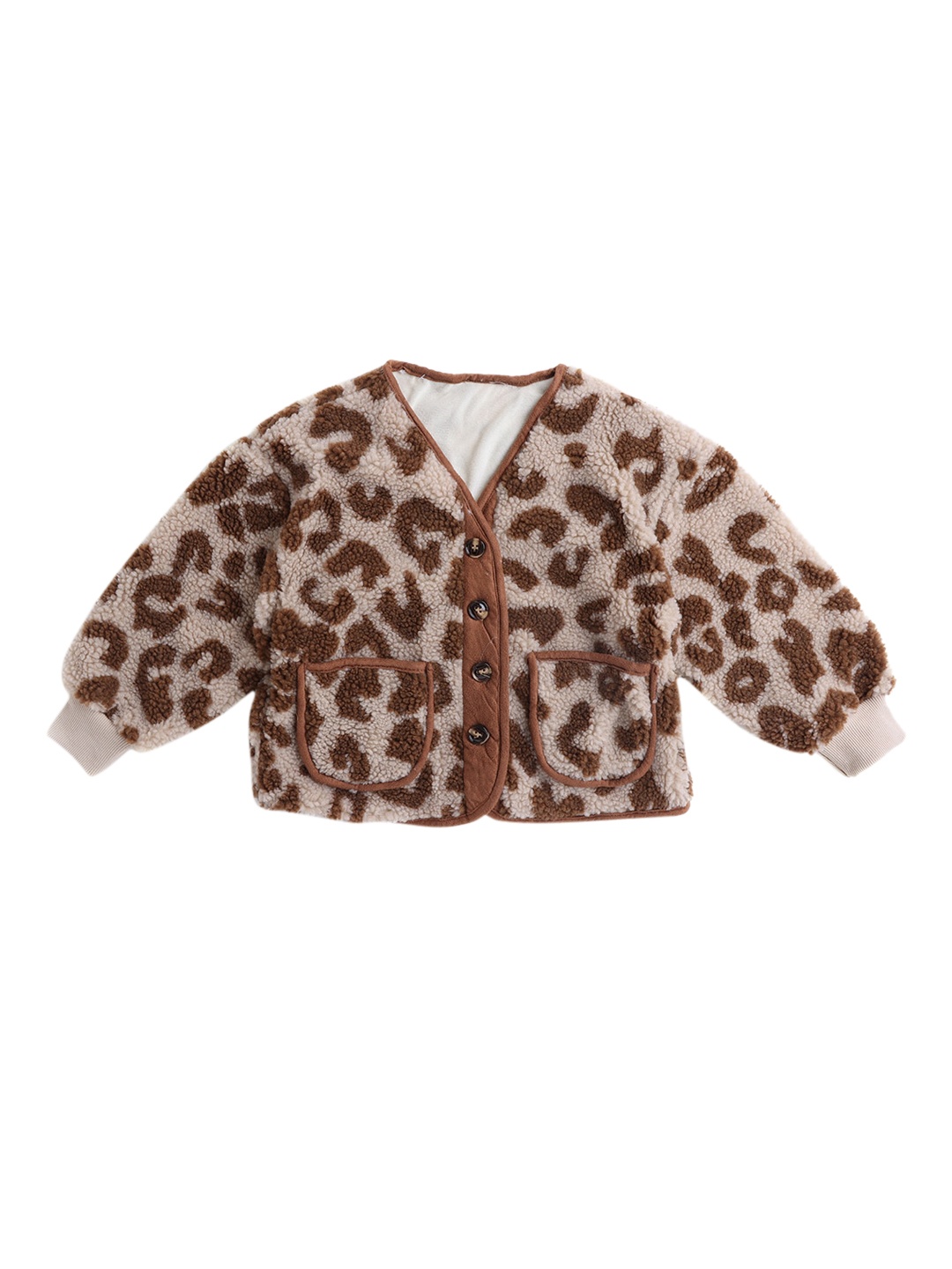 

Hopscotch Girls Brown Open Front Animal Printed Jacket