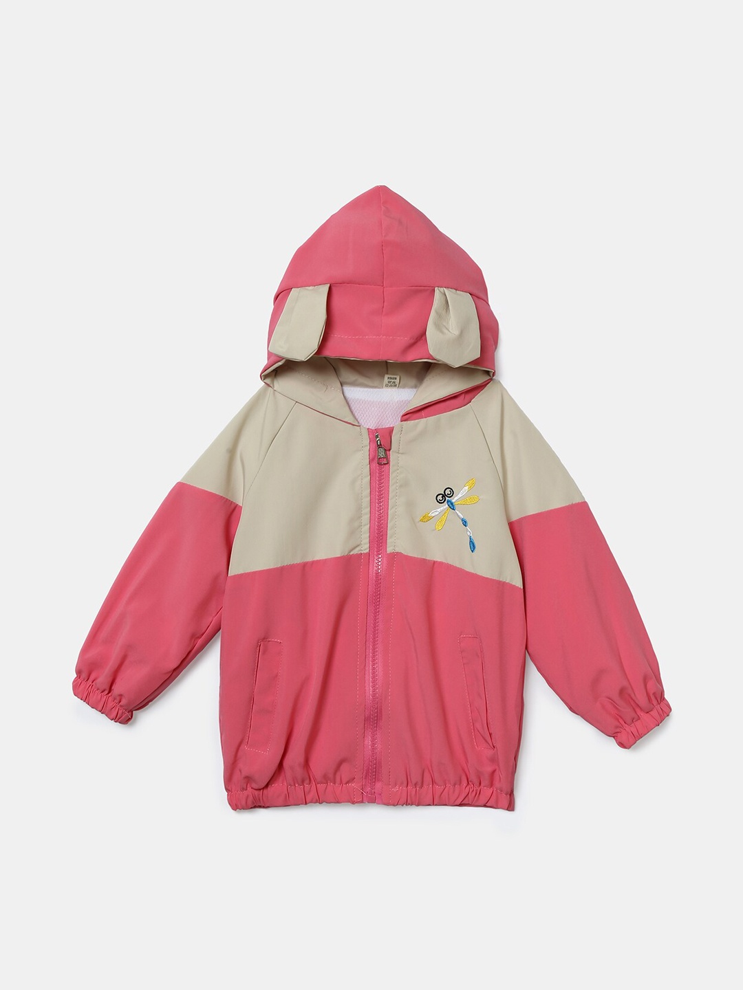 

Hopscotch Girls Pink Colourblocked Bomber with Embroidered Jacket