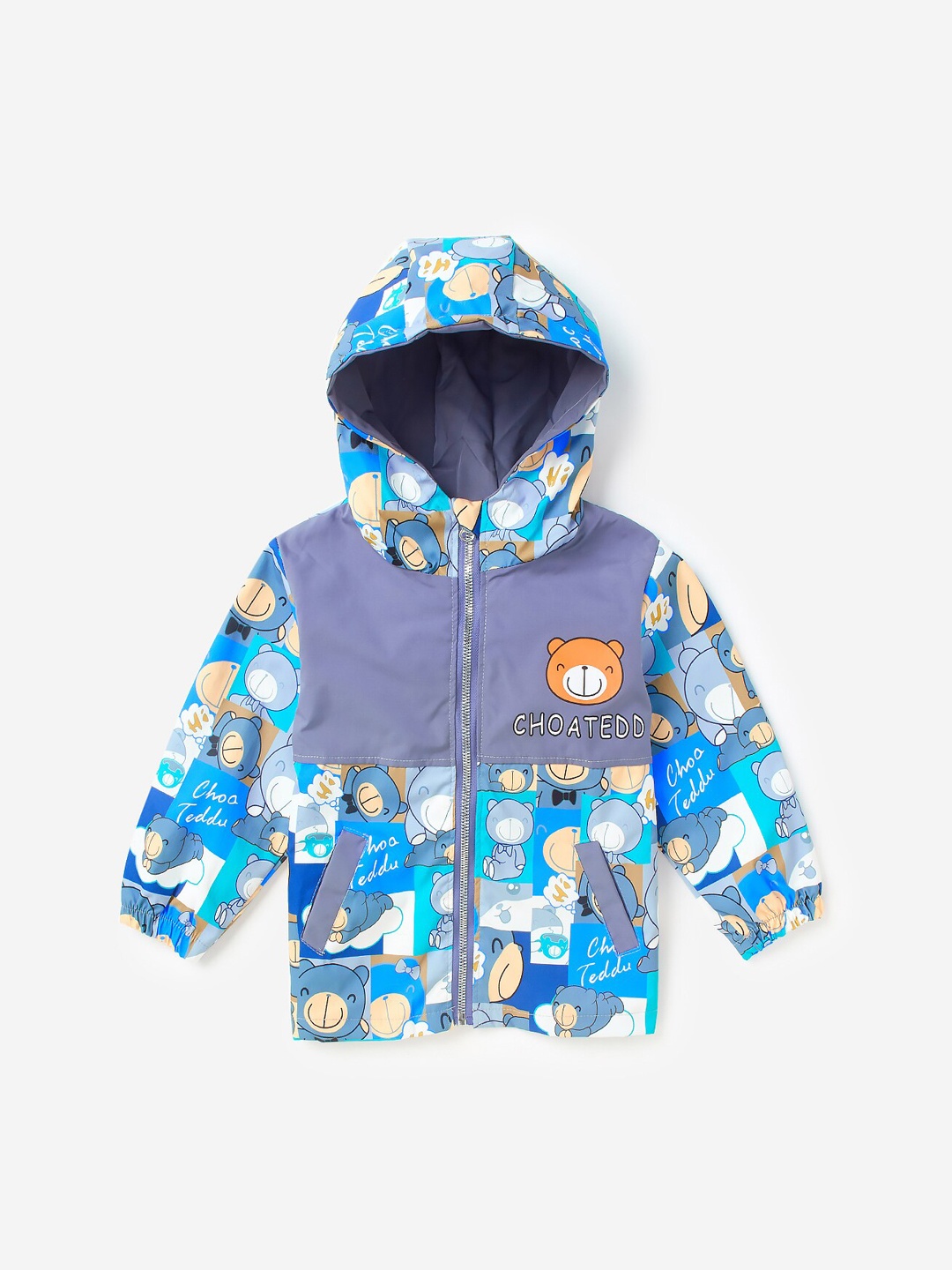 

Hopscotch Boys Blue Crop Bomber with Patchwork Jacket
