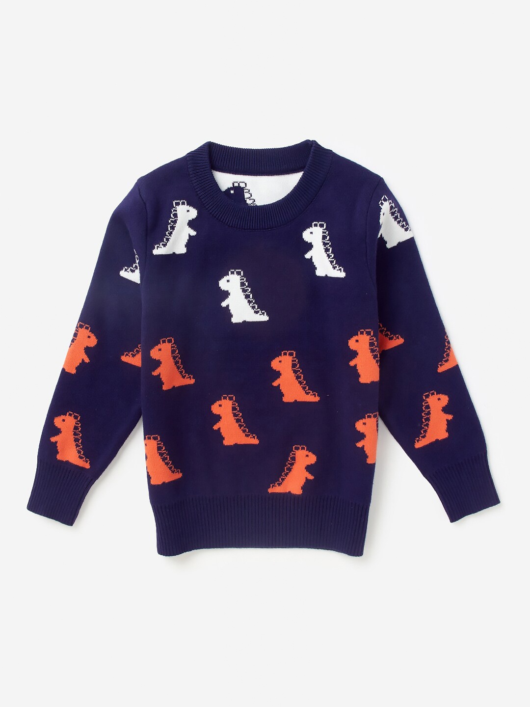 

Hopscotch Boys Blue & Orange Animal Printed Pullover
