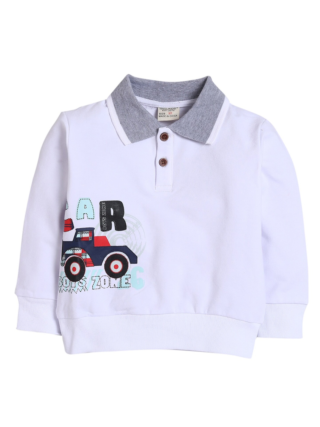 

Hopscotch Boys White Placement Print Sweatshirt