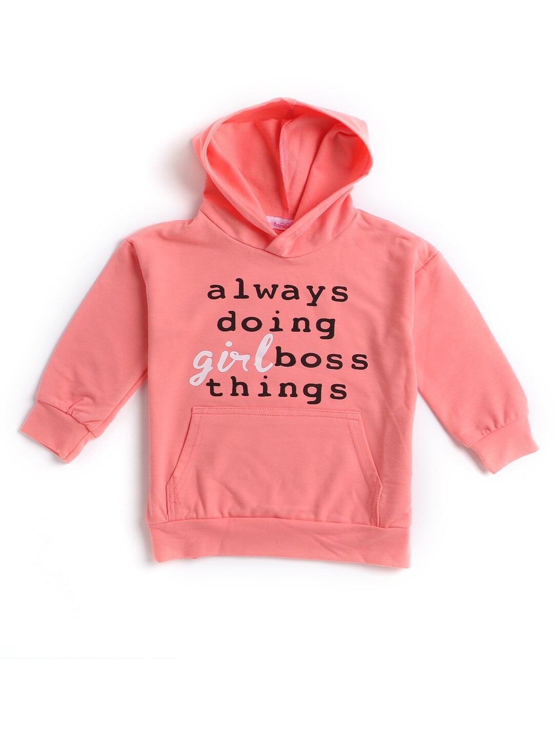 

Hopscotch Girls Peach Printed Hooded Sweatshirt