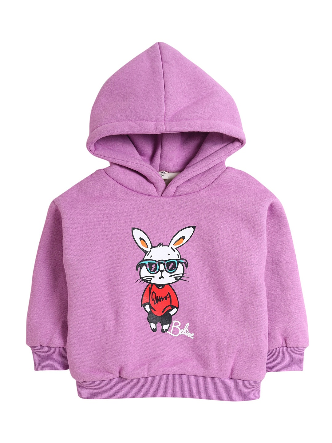 

Hopscotch Girls Purple Printed Hooded Sweatshirt