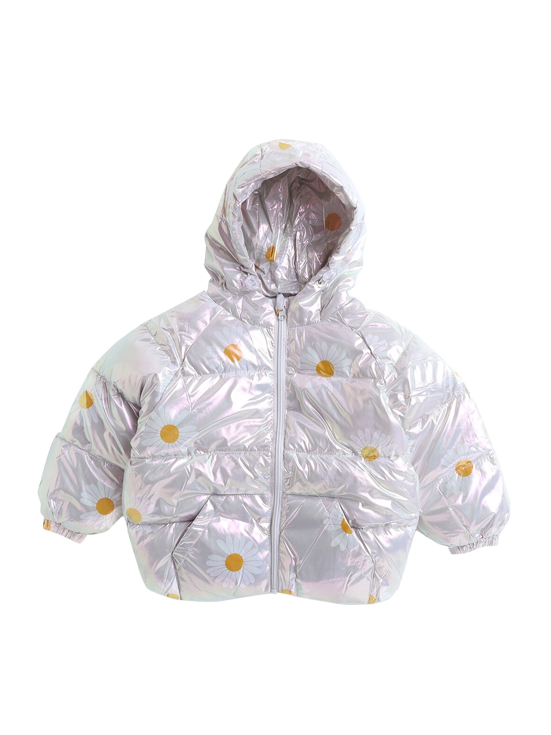 

Hopscotch Girls White Floral Longline Puffer Jacket