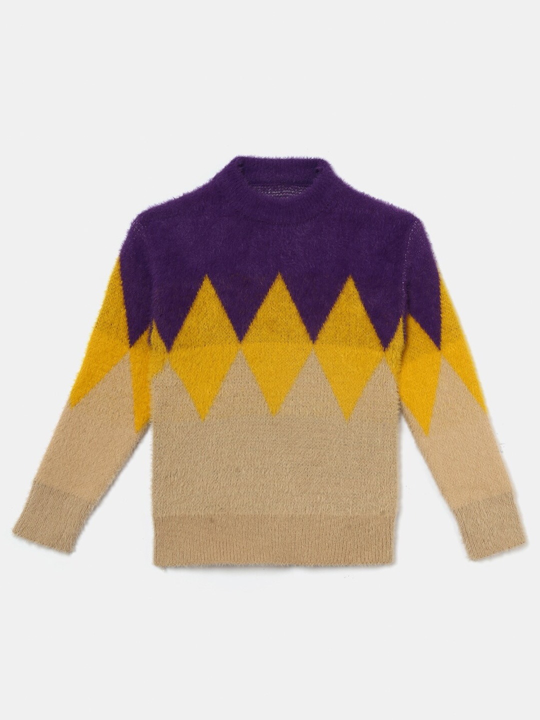 

Hopscotch Boys Brown & Purple Printed Pullover