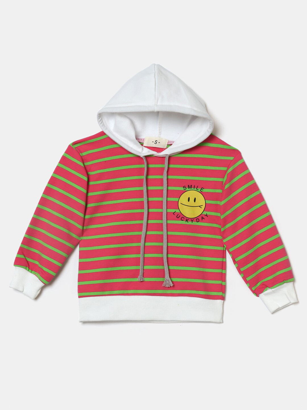 

Hopscotch Girls Orange Striped Hooded Sweatshirt