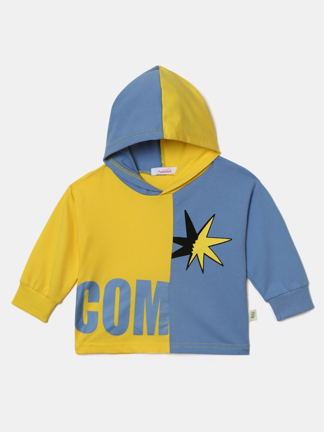 

Hopscotch Boys Yellow Colorblocked Hooded Sweatshirt