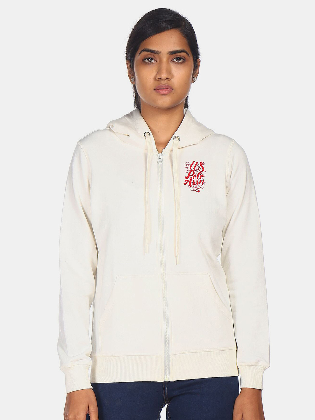 

U.S. Polo Assn. Woman White Hooded Sweatshirt