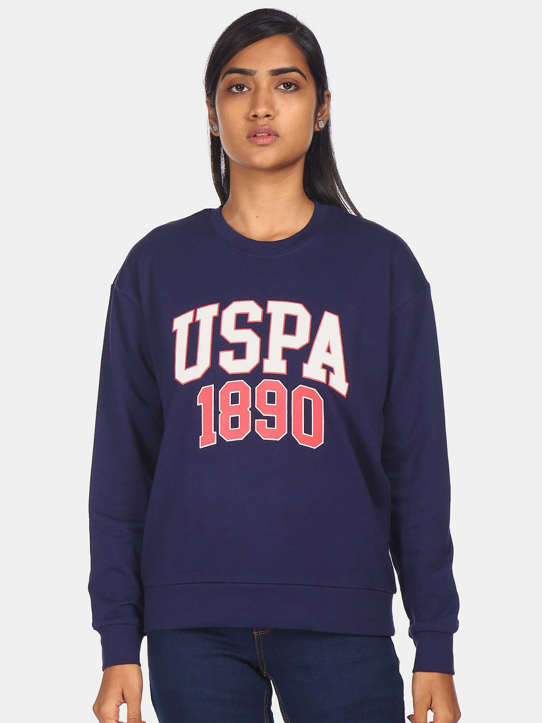 

U S Polo Assn Women Blue Printed Sweatshirt