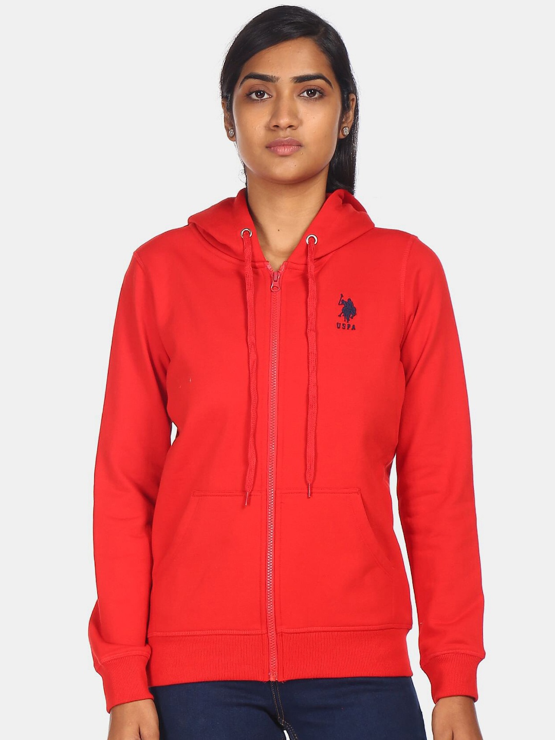 

U S Polo Assn Women Red Hooded Sweatshirt