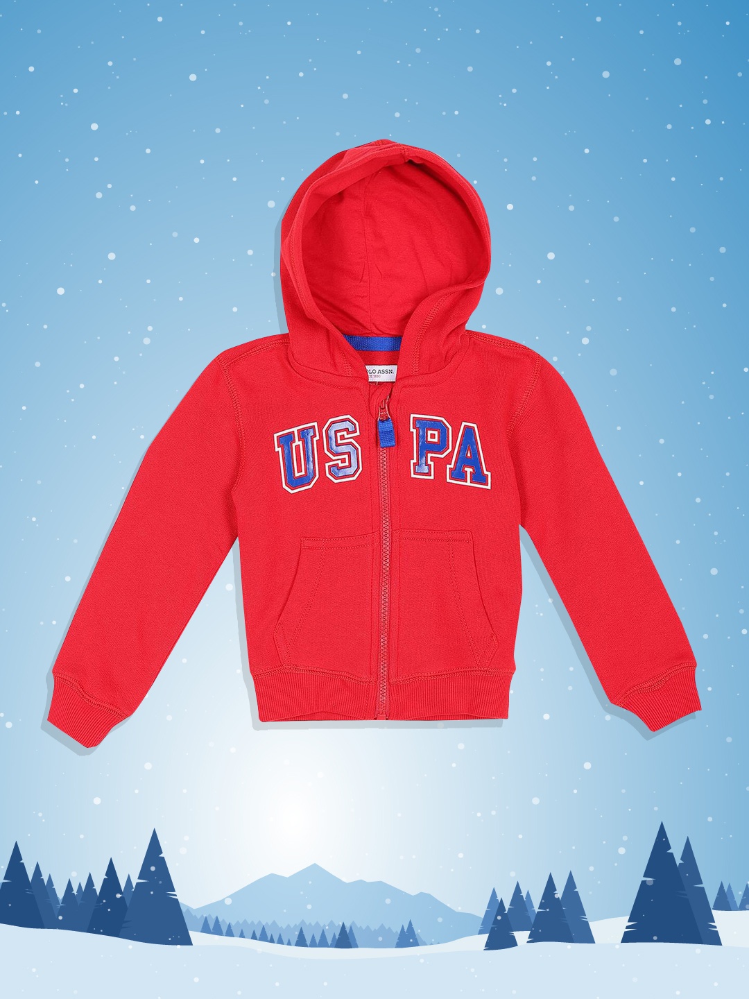 

U.S. Polo Assn. Kids Boys Red Printed Hooded Sweatshirt