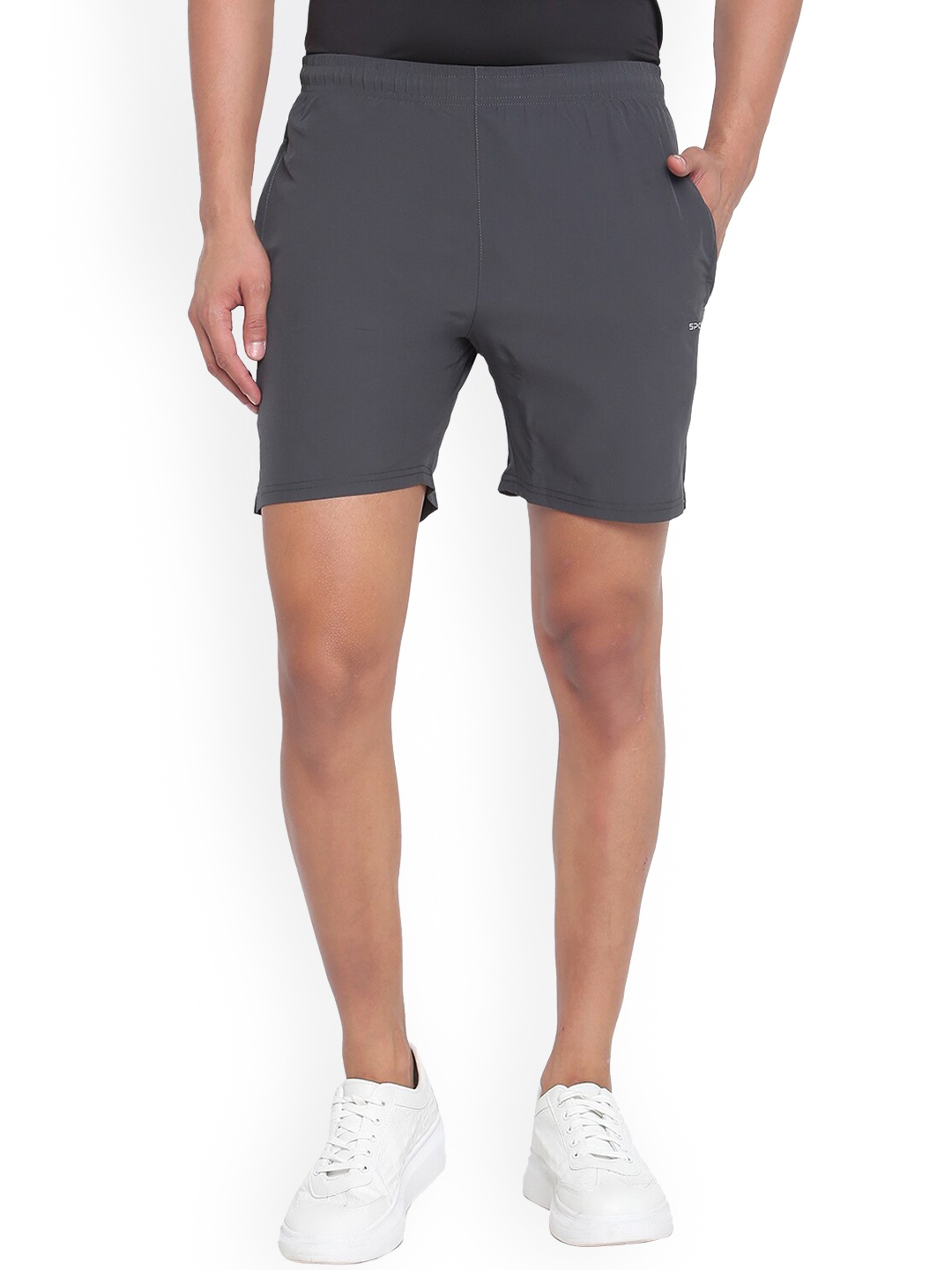 

Spolei Men Grey Slim Fit Sports Shorts