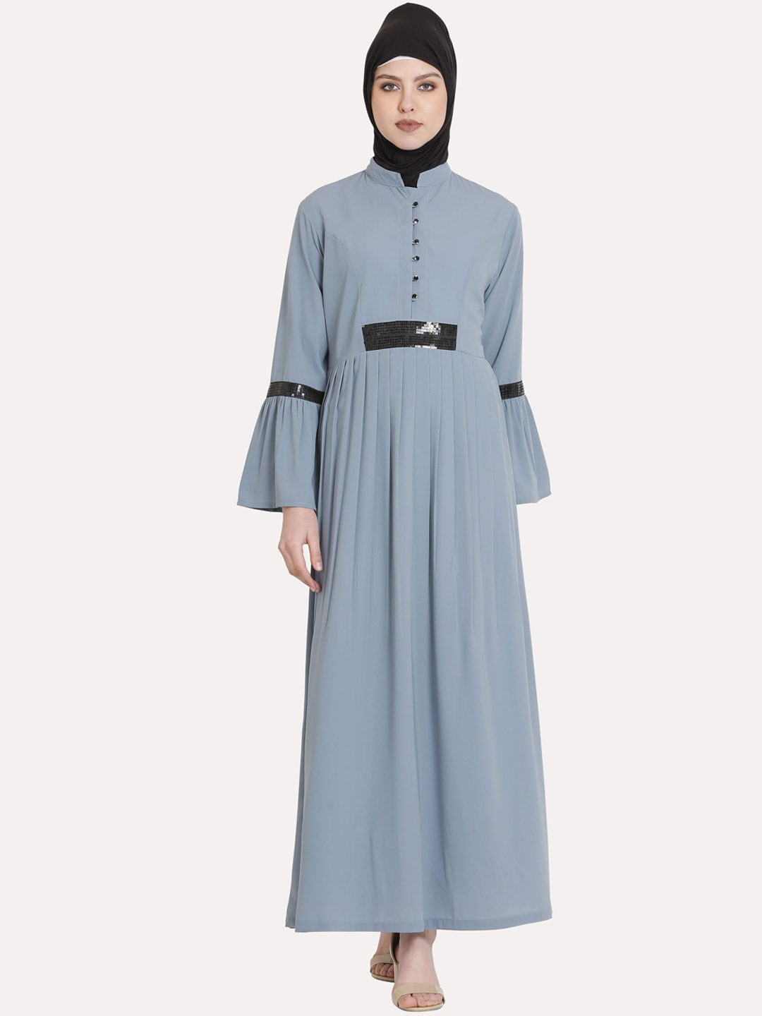 

MOMIN LIBAS Women Grey Solid Abaya Burqas